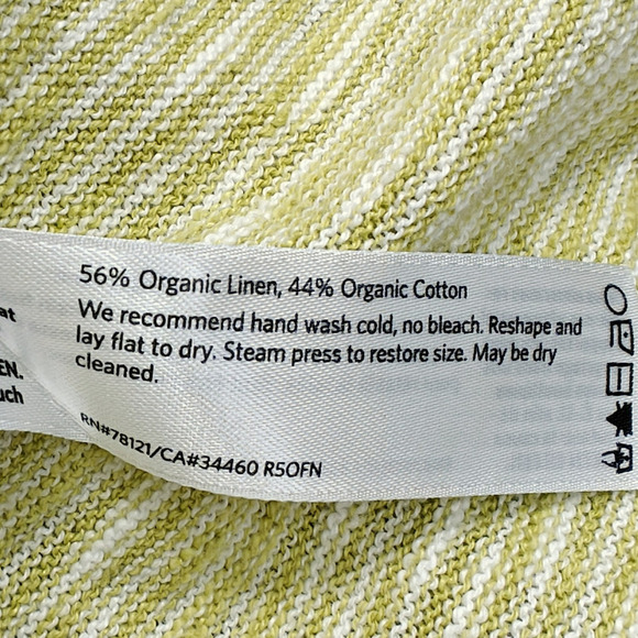 Eileen Fisher Organic Linen Cotton Bateau Sweater Petite Large Yellow Striped - Picture 8 of 8
